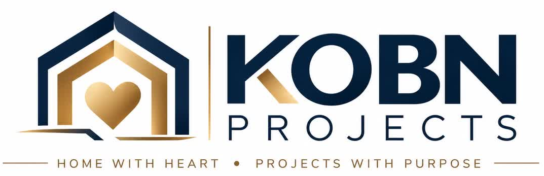 KOBN Projects — Home with Heart, Projects with Purpose, official logo from promotional video