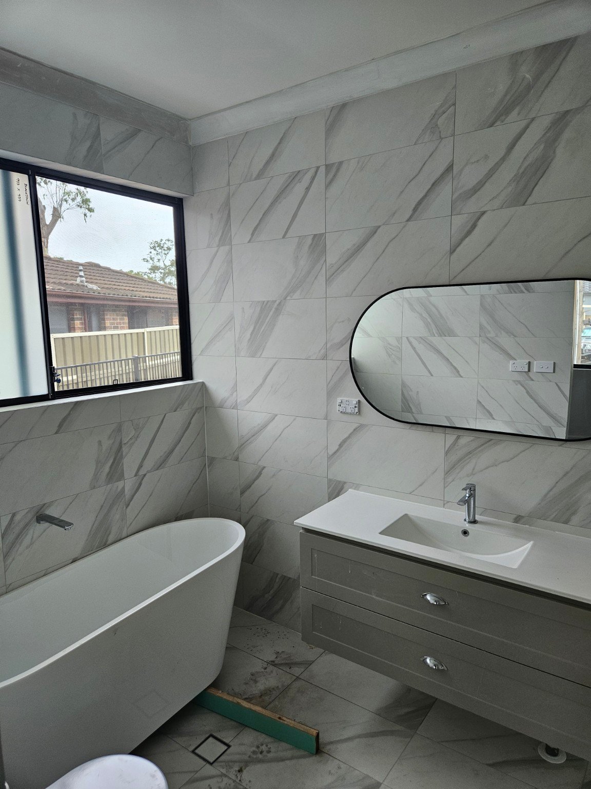 Bath and vanity during the Blacktown bathroom renovation